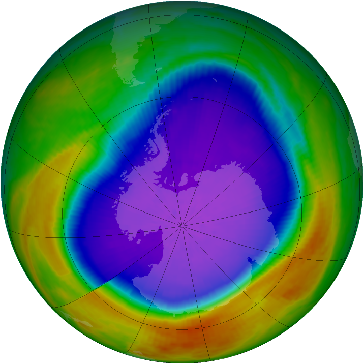 Antarctic ozone map for 29 September 2000